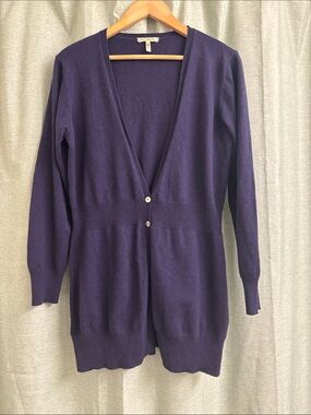 Enzo Mantovani 100% Cashmere Purple Cardigan Sweater Size L Made in Italy